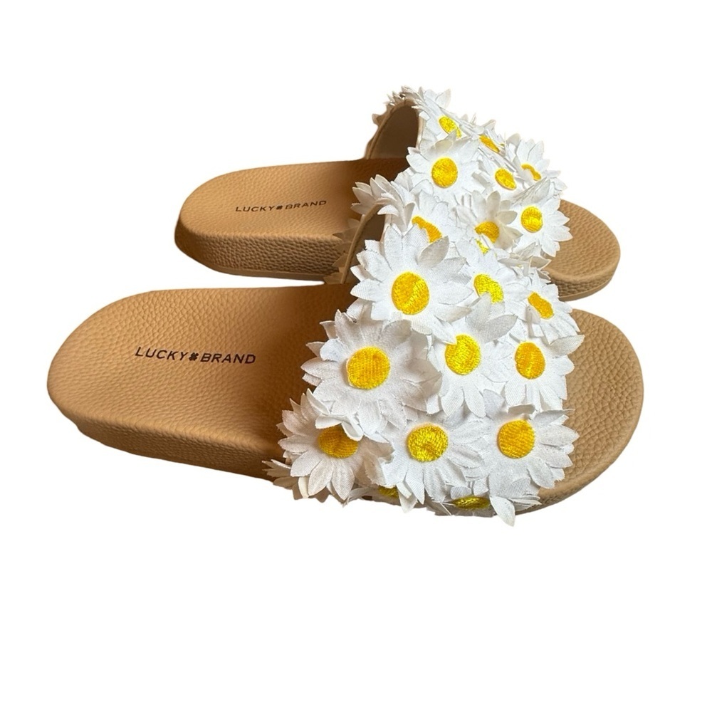 Lucky Brand Daisy Floral Slide Sandals Size 7 - Used Excellent Condition - Picture 2 of 5